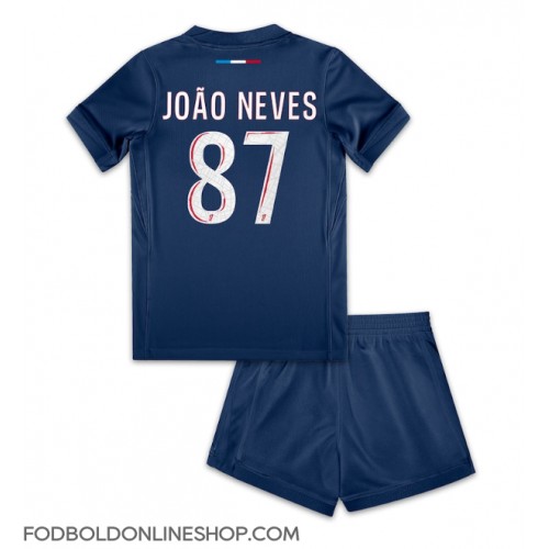 Paris Saint-Germain Joao Neves #87 Hjemme Trøje Børn 2024-25 Kortærmet (+ Korte bukser)